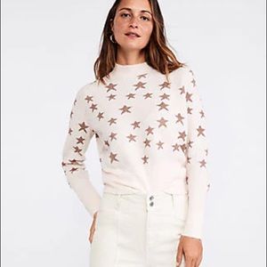 Ann Taylor Petite Star Shimmer Mock Neck Sweater